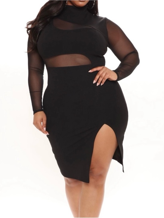 Fashion Nova Dresses & Skirts - Fashion Nova Black Sheer-Panel Midi Dress